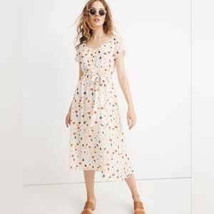 Madewell Tie-Waist Midi Dress in Terrazzo